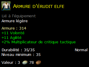 Armure d'érudit elfe