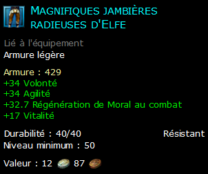 Magnifiques jambières radieuses d'Elfe