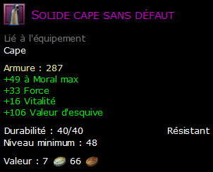 Solide cape sans défaut