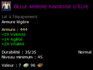 Belle armure radieuse d'Elfe