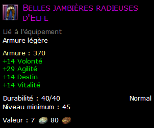 Belles jambières radieuses d'Elfe