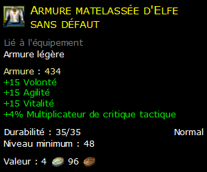 Armure matelassée d'Elfe sans défaut