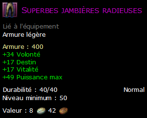 Superbes jambières radieuses