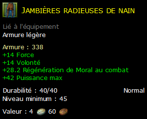 Jambières radieuses de nain