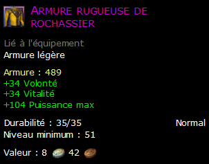 Armure rugueuse de rochassier