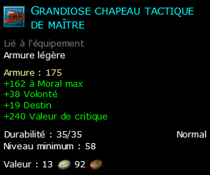 Grandiose chapeau tactique de maître