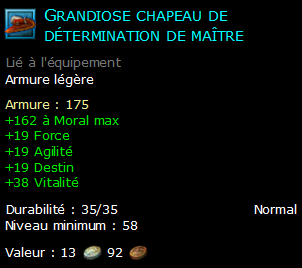 Grandiose chapeau de détermination de maître