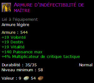 Armure d'indéfectibilité de maître