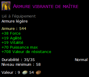 Armure vibrante de maître