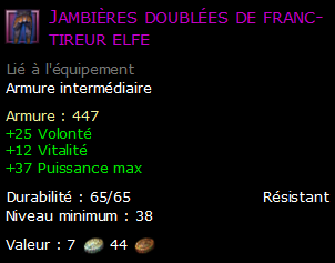 Jambières doublées de franc-tireur elfe