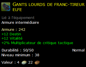 Gants lourds de franc-tireur elfe