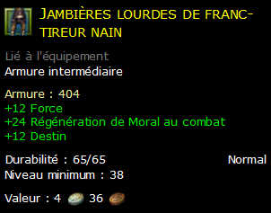 Jambières lourdes de franc-tireur nain