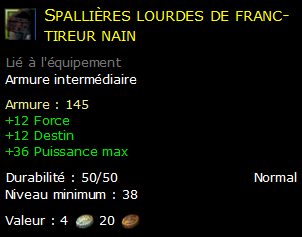 Spallières lourdes de franc-tireur nain