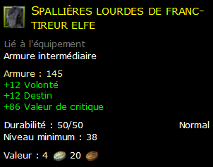 Spallières lourdes de franc-tireur elfe