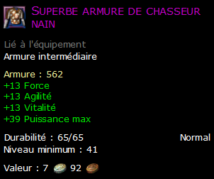 Superbe armure de chasseur nain