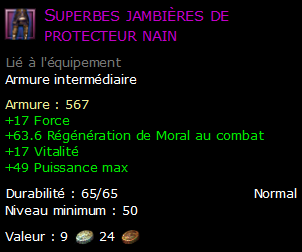 Superbes jambières de protecteur nain