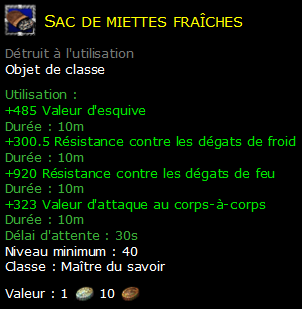 Sac de miettes fraîches