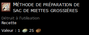 Méthode de préparation de sac de miettes grossières