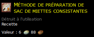 Méthode de préparation de sac de miettes consistantes