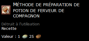 Méthode de préparation de potion de ferveur de compagnon