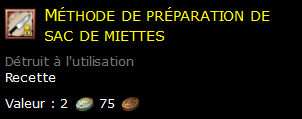 Méthode de préparation de sac de miettes