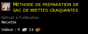 Méthode de préparation de sac de miettes craquantes