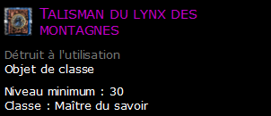 Talisman du lynx des montagnes