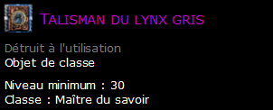 Talisman du lynx gris