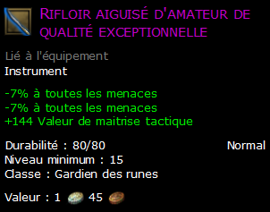 Rifloir aiguisé d'amateur de qualité exceptionnelle