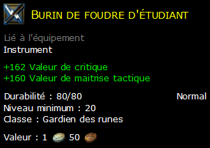 Burin de foudre d'étudiant