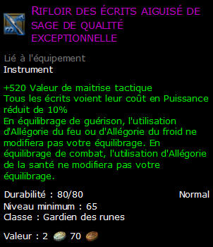 Rifloir des écrits aiguisé de sage de qualité exceptionnelle