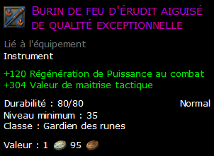 Burin de feu d'érudit aiguisé de qualité exceptionnelle