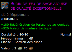 Burin de feu de sage aiguisé de qualité exceptionnelle