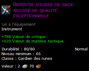 Burin de foudre de sage aiguisé de qualité exceptionnelle