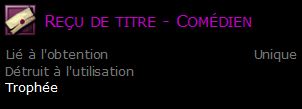 Reçu de titre - Comédien