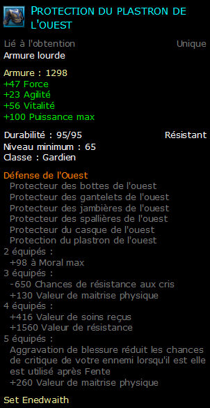 Protection du plastron de l'ouest