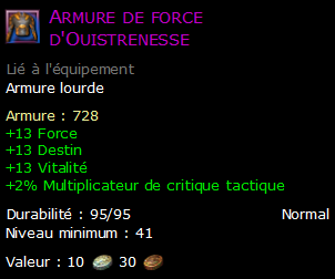 Armure de force d'Ouistrenesse