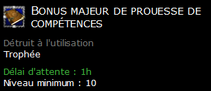 Bonus majeur de prouesse de compétences