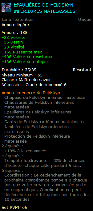 Epaulières de Feldskyn inférieures matelassées