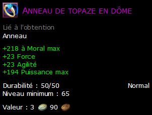 Anneau de topaze en dôme