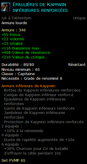 Epaulières de Kappwin inférieures renforcées