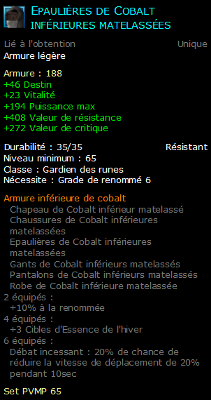 Epaulières de Cobalt inférieures matelassées