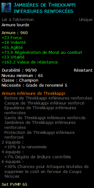 Jambières de Threkkappi inférieures renforcées