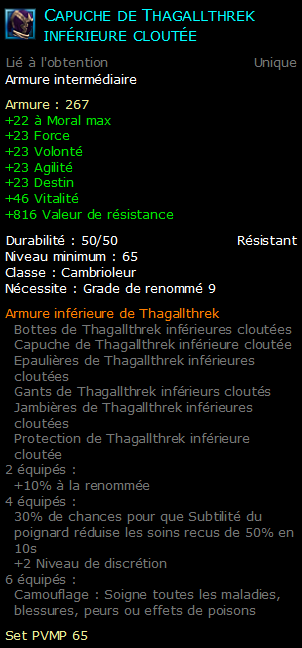 Capuche de Thagallthrek inférieure cloutée