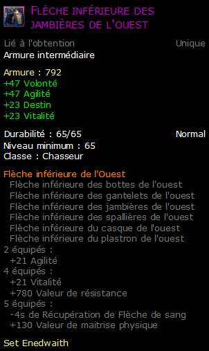 Flèche inférieure des jambières de l'ouest