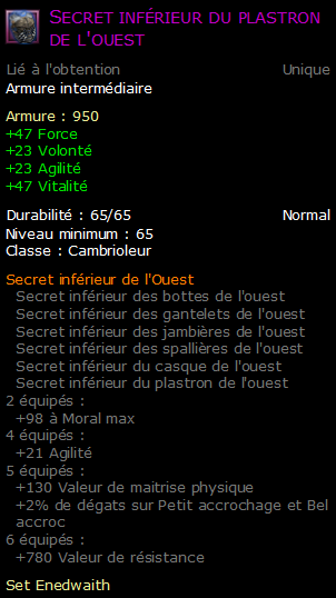 Secret inférieur du plastron de l'ouest