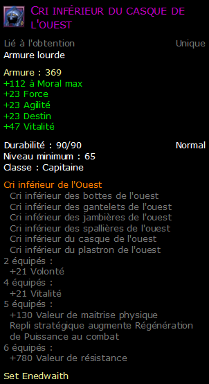 Cri inférieur du casque de l'ouest