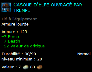 Casque d'Elfe ouvragé par trempe