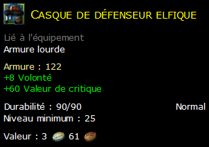 Casque de défenseur elfique