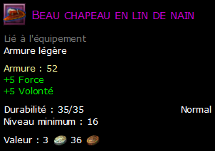 Beau chapeau en lin de nain